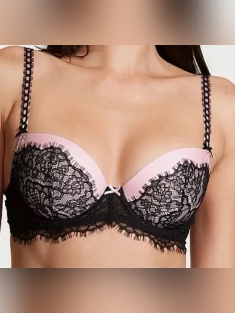 Victoria's Secret Pink and Black Lace Bra